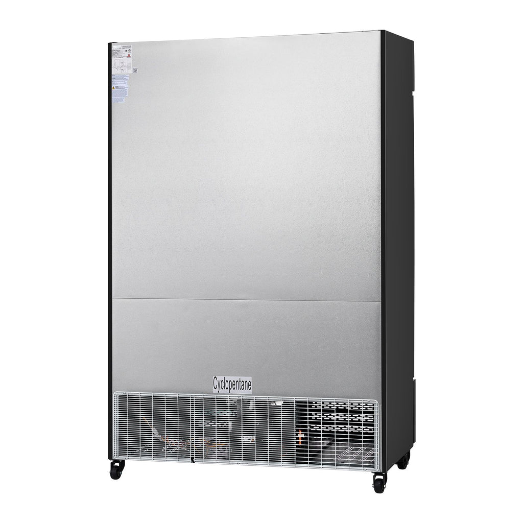 Commercial Merchandiser Refrigerator, 36.27 CU.FT Upright Beverage Cooler, 2 Glass Door Display Refrigerator with 8 Adjustable Shelves, Soft LED Light, Customizable Lightbox, Casters, Black