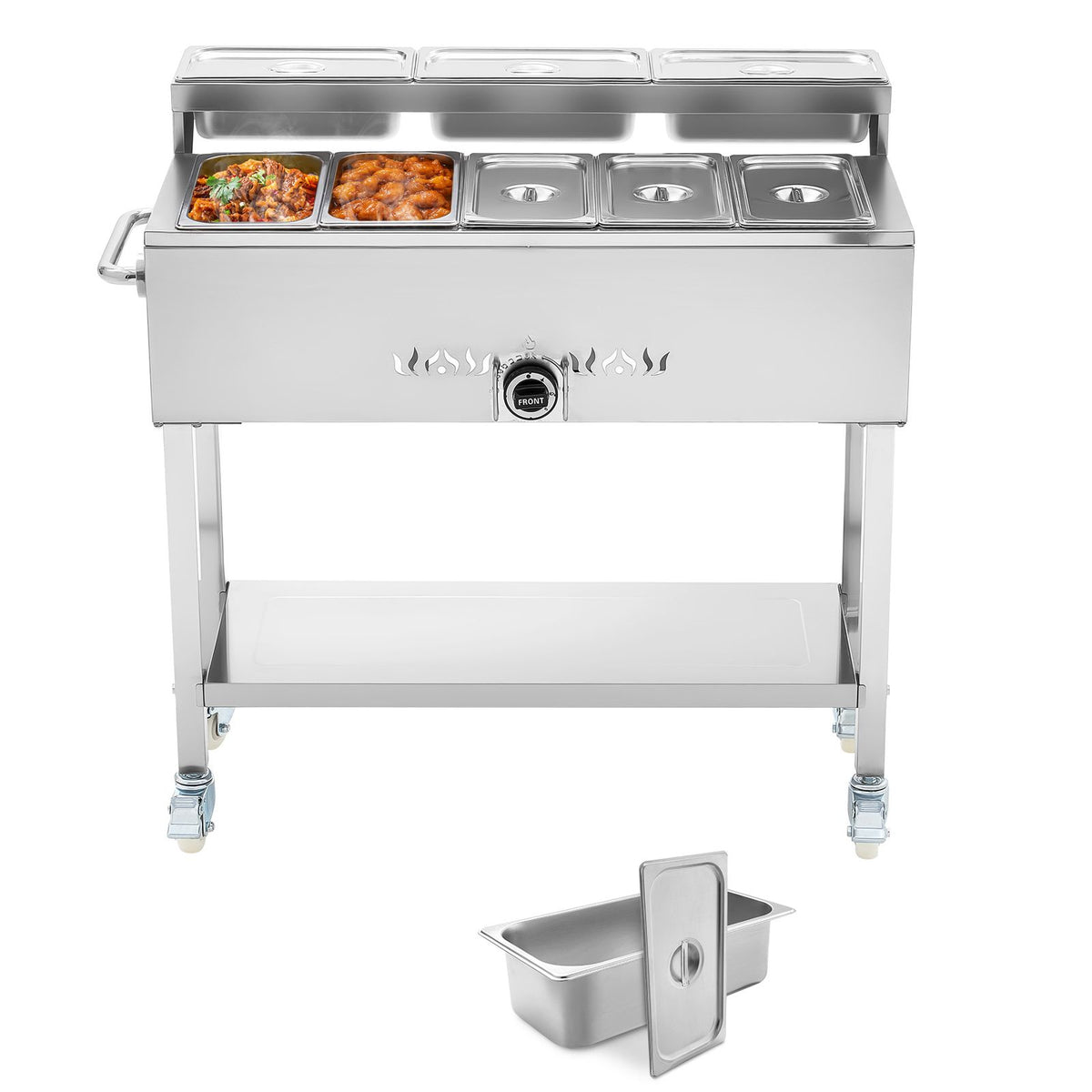 Commercial Propane Steam Table, 5 Food Pans & 3 Condiment Pans, LP ...
