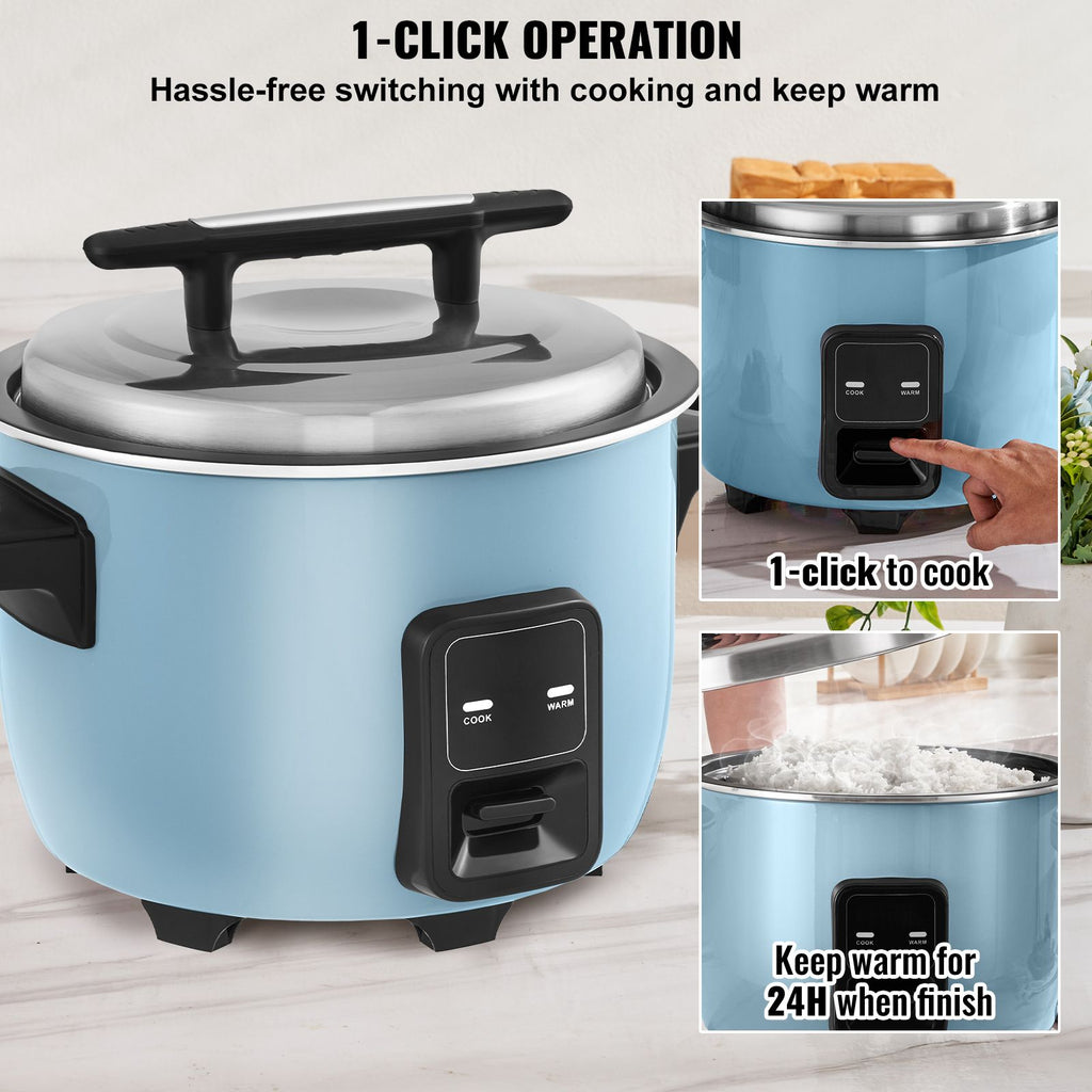 Commercial Rice Cooker, 50-Cup Rice Cooker, 10.57 Qt / 10 Liter Large Rice Cooker and Warmer with Nonstick Inner Pot, Fast Cooking and 24-Hour Keep Warm, with Rice Cup and Paddle, for Restaurant