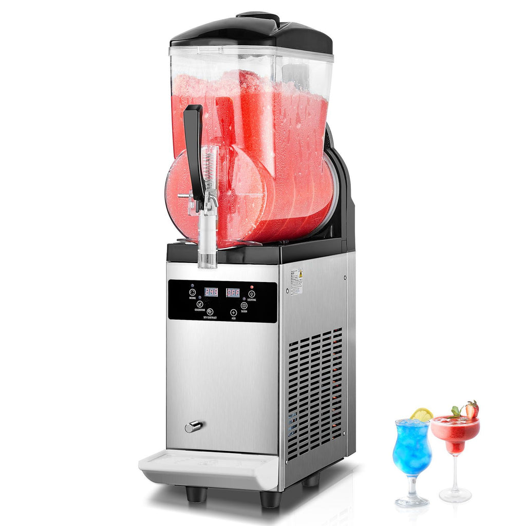 Commercial Slushy Machine, 12L Single Tank Frozen Drink Machine, 48 Cups Stainless Steel Margarita Smoothie Frozen Drink Maker, Slushie Maker for Home Party Restaurants Cafe Bars