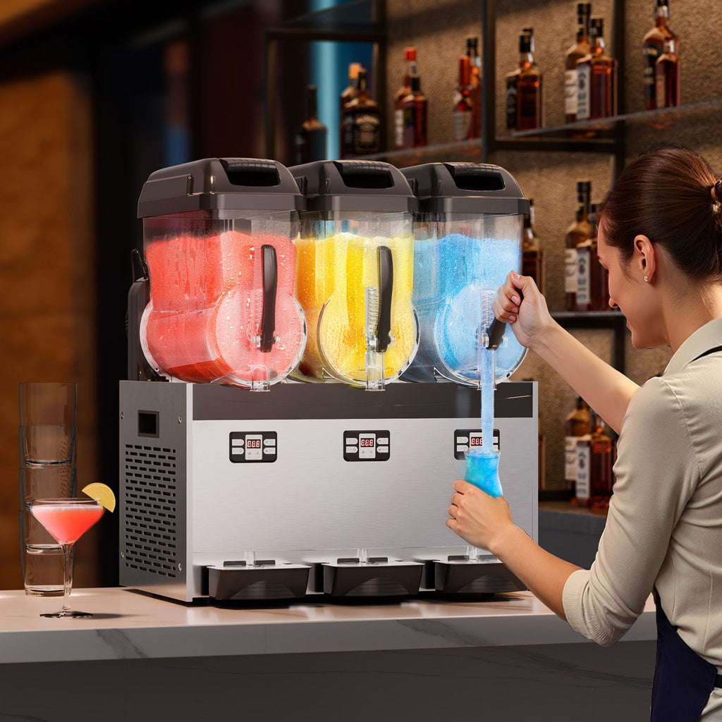 Commercial Slushy Machine, 12Lx3 Triple Tank Frozen Drink Machine, 144 Cups Stainless Steel Margarita Smoothie Frozen Drink Maker, Slushie Maker for Home Party Restaurants Cafe Bars
