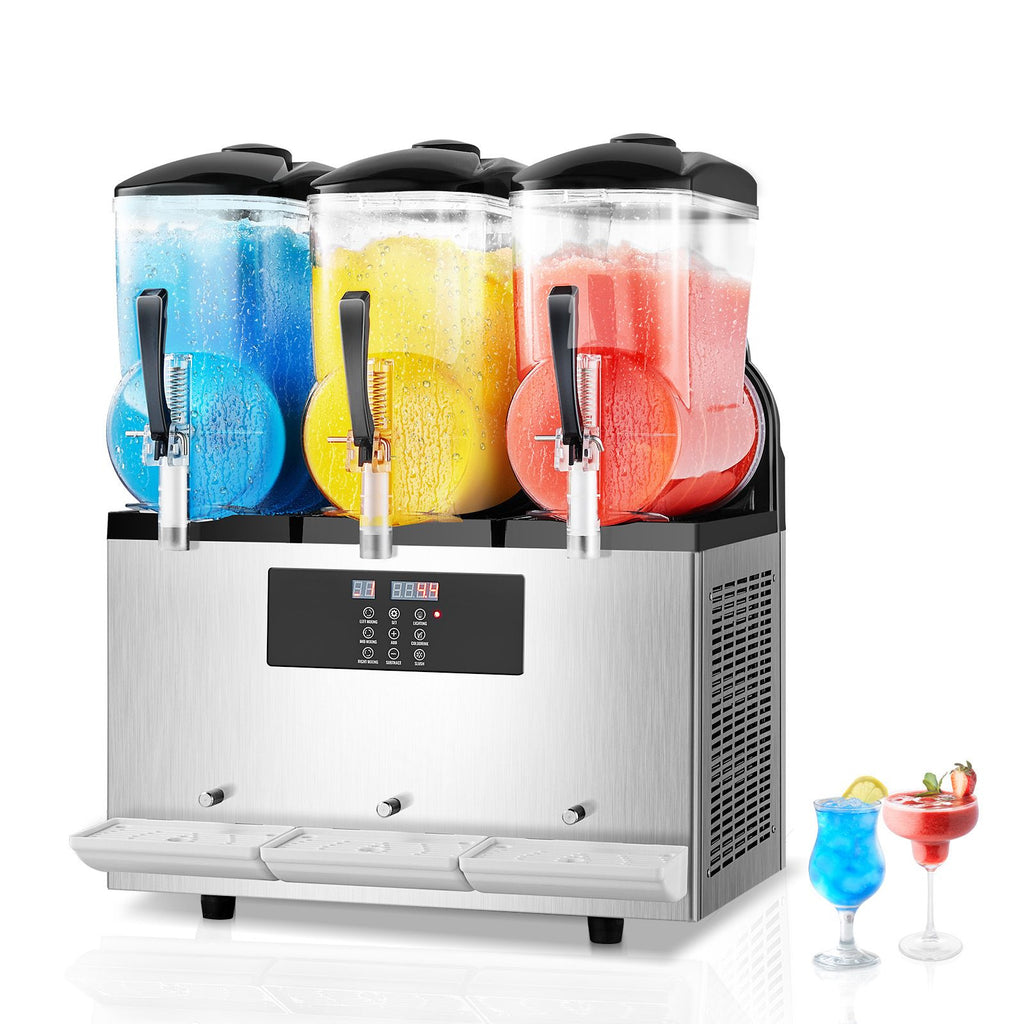 Commercial Slushy Machine, 12Lx3 Triple Tank Frozen Drink Machine, 144 Cups Stainless Steel Margarita Smoothie Frozen Drink Maker, Slushie Maker for Home Party Restaurants Cafe Bars