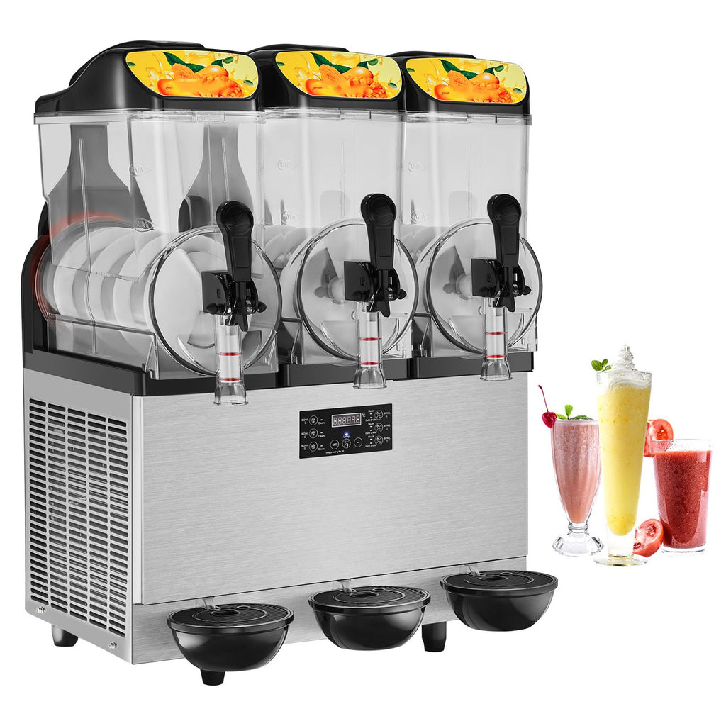 Commercial Slushy Machine, 36L/9.6Gal Stainless Steel Margarita Smoothie Frozen Drink Maker, 150 Cup Triple Bowl Slushie Maker, 860W Slushie Machine for Home Party Restaurants Cafe Bars Use