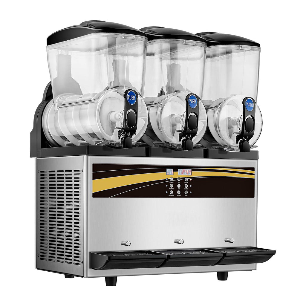 Commercial Slushy Machine, 3x15L Tank Commercial Margarita Maker, 1200W Stainless Steel Frozen Drink Machine, Temperature Adjustment 26.6 Fahrenheit to 28.4 Fahrenheit