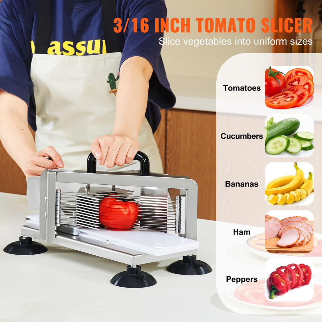 Commercial Tomato Slicer, 3/16 inch Tomato Cutter Slicer, Stainless Steel Heavy Duty Tomato Slicer Machine, Manual Tomato Slicer with Non-slip Feet, for Cutting Tomatoes, Cucumbers, Bananas image 2