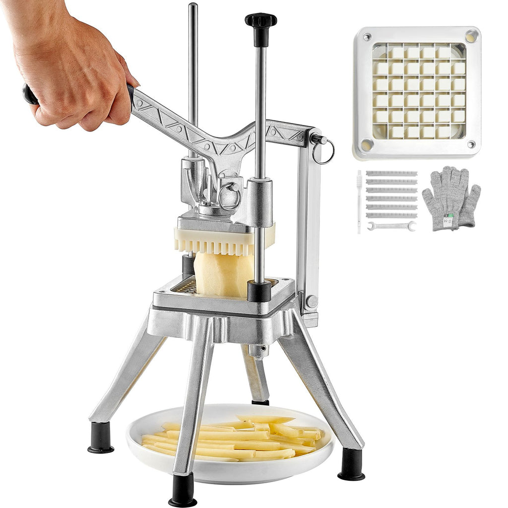 Commercial Vegetable Fruit Chopper 1/2″ Blade Heavy Duty Professional Food Dicer Kattex French Fry Cutter Onion Slicer Stainless Steel for Tomato Peppers Potato Mushroom, Sliver
