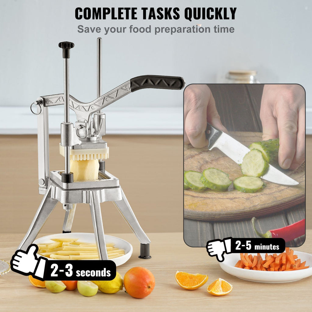 Commercial Vegetable Fruit Chopper 3/8″ Blade Heavy Duty Professional Food Dicer Kattex French Fry Cutter Onion Slicer Stainless Steel for Tomato Peppers Potato Mushroom, Sliver