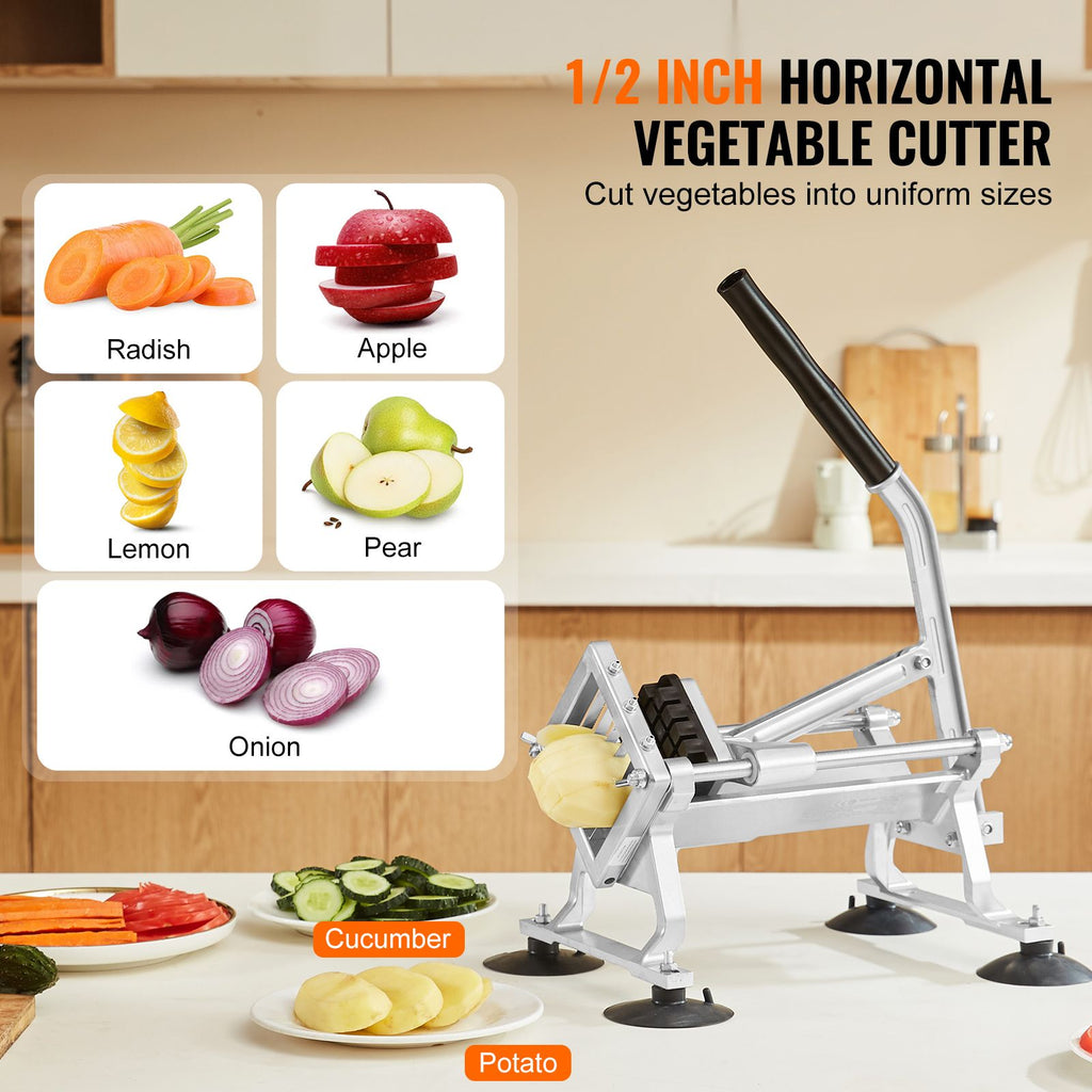 Commercial Vegetable Slicer, 1/2 inch Fruit Slicer, Stainless Steel and Aluminum Alloy Vegetable Cutter Slicer Machine, Manual Slicer with Non-slip Feet, for Radishes, Onions, Potatoes, Lemons image 2
