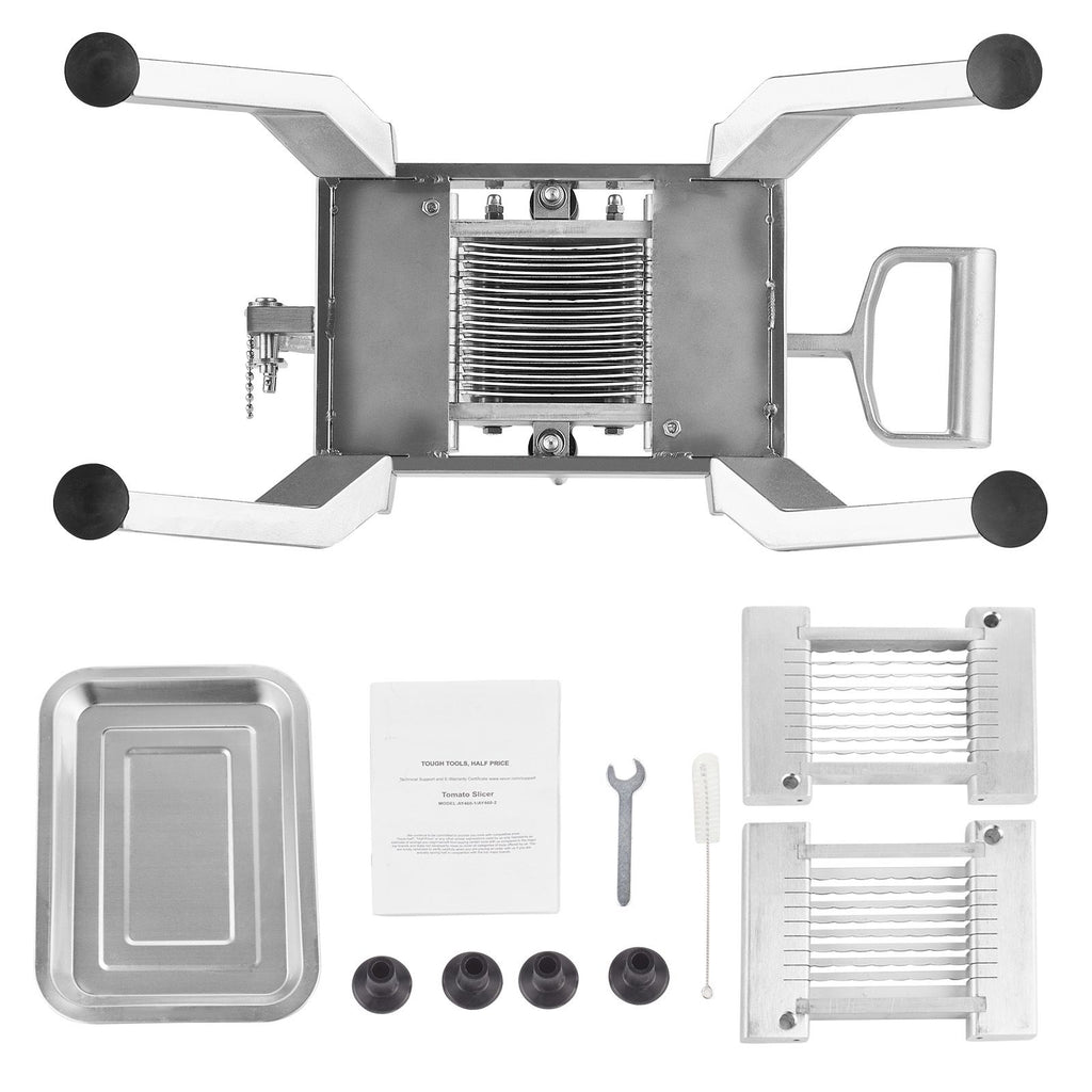 Commercial Vegetable Slicer, 1/4 and 1/2 inch Tomato Slicer, Stainless Steel and Aluminum Alloy Vegetable Cutter Slicer, Manual Tomato Slicer with Non-slip Feet, for Tomatoes, Onions, Potatoes