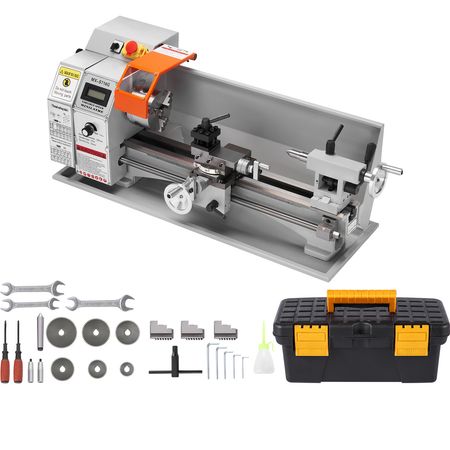 Compact Metal Lathe, 7'' x 16'', 800W, Precision Desktop Metalworking Lathe, Variable Speed 150-2500 RPM, Includes 3.9'' 3-jaw Chuck & Tool Box for Detailed Part Crafting