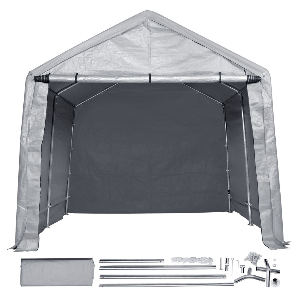 Compact Outdoor Shelter, 10x10x8.5 ft Durable Season-Long Storage Tent with Easy Access Zip Door and Airy Windows for Bikes, Motorcycles, and Garden Equipment