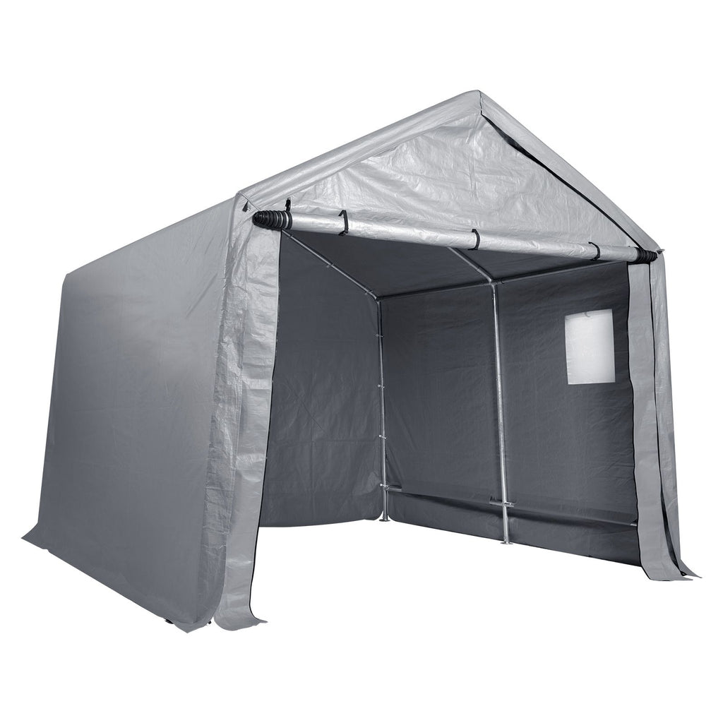 Compact Outdoor Shelter, 7x12x7.36 ft Durable Season-Long Storage Canopy, Instant Setup Tent with Rolling Zip Door & Breathable Windows for Motorcycles, Bicycles, & Yard Equipment