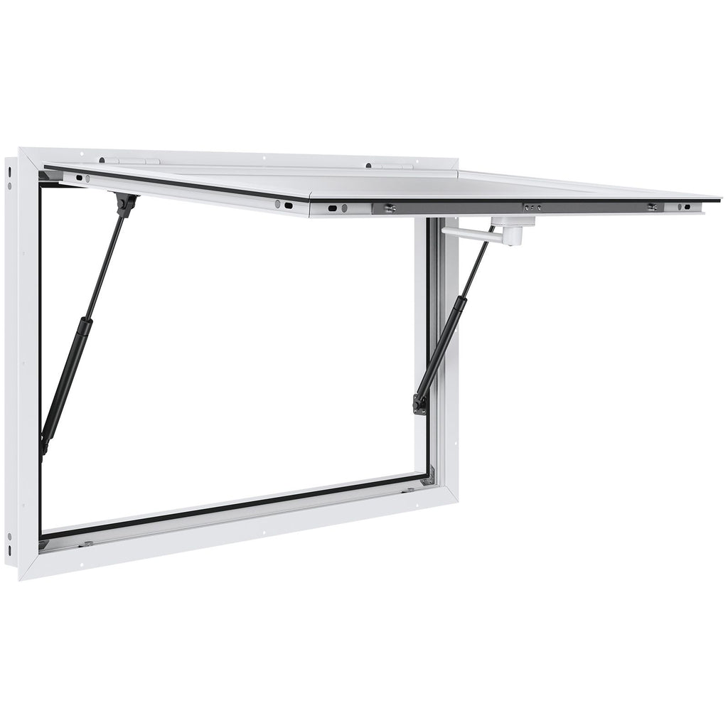 Concession Window 36"x24", Aluminum Alloy Food Truck Service Window with Awning Door & Drag Hook, Up to 85 Degrees Stand Serving Window for Food Trucks Concession Trailers, Glass Not Included