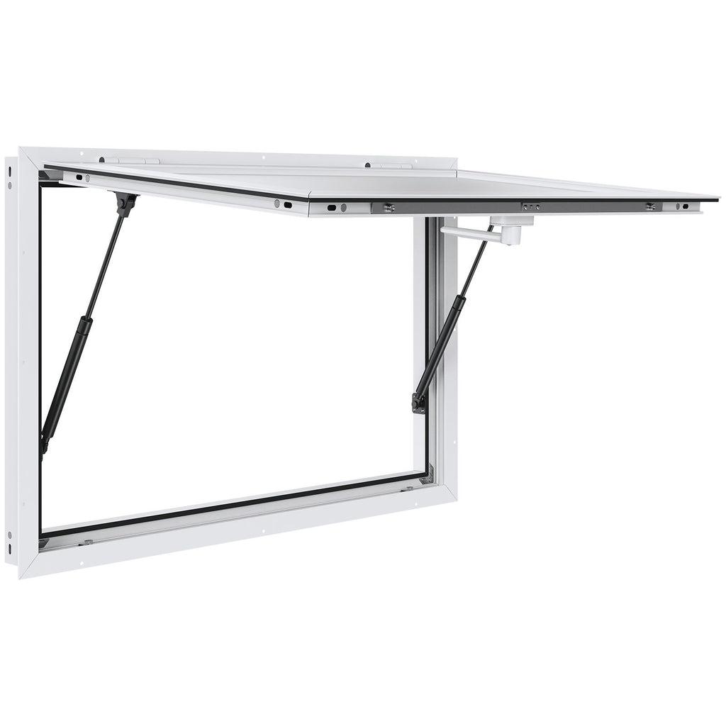 Concession Window 48"x36", Aluminum Alloy Food Truck Service Window with Awning Door & Drag Hook, Up to 85 Degrees Stand Serving Window for Food Trucks Concession Trailers, Glass Not Included