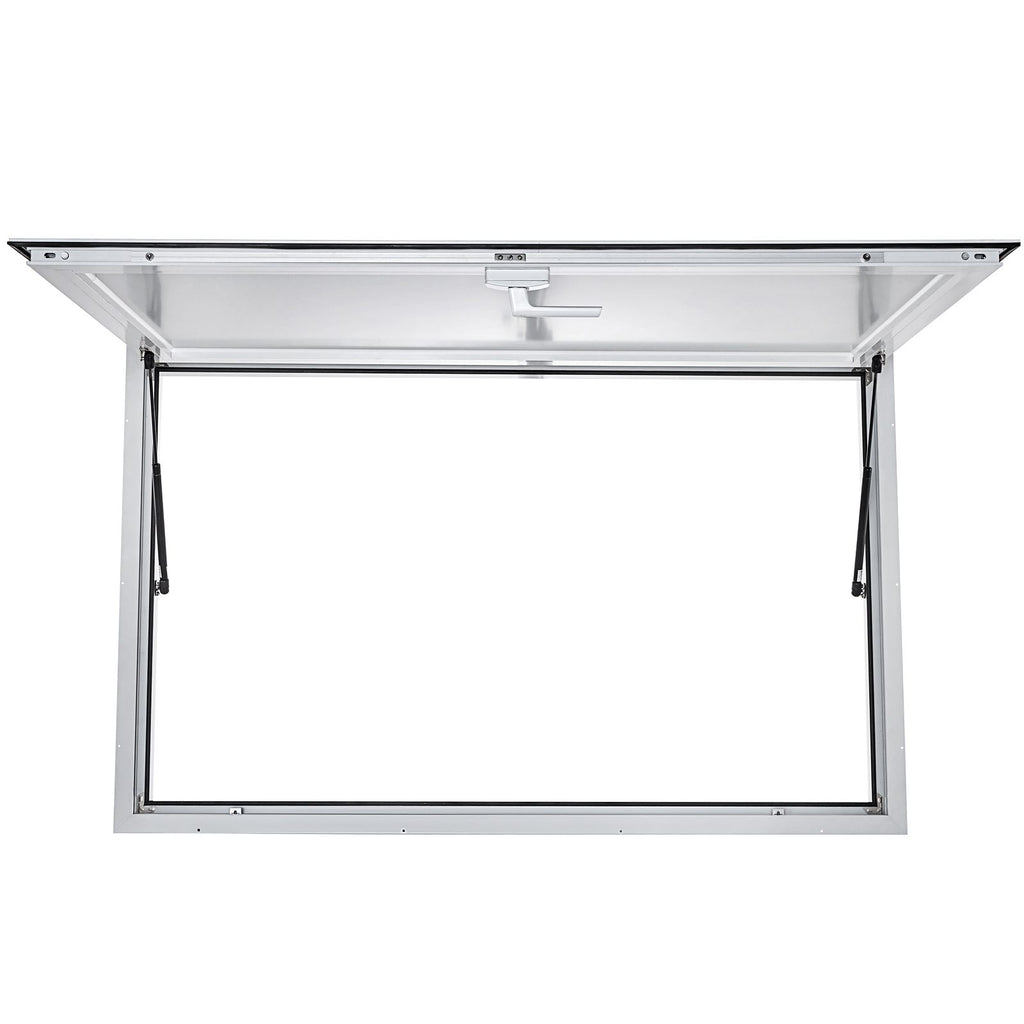 Concession Window 53 x 33 Inch, Concession Stand Serving Window Door with Double-Point Fork Lock, Concession Awning Door Up to 85 degrees for Food Trucks, Glass Not Included