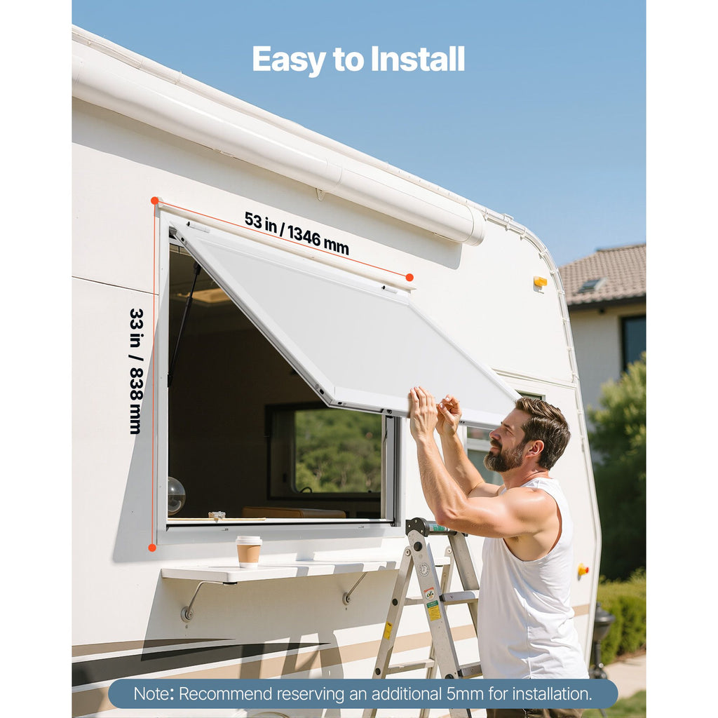 Concession Window 53x33 in, Aluminum Alloy Frame Service Window for Food Truck, Up to 85 Degrees Stand Serving Window with Awning Door and Drag Hook, Rainwater Resistant for Concession Trailers image 2