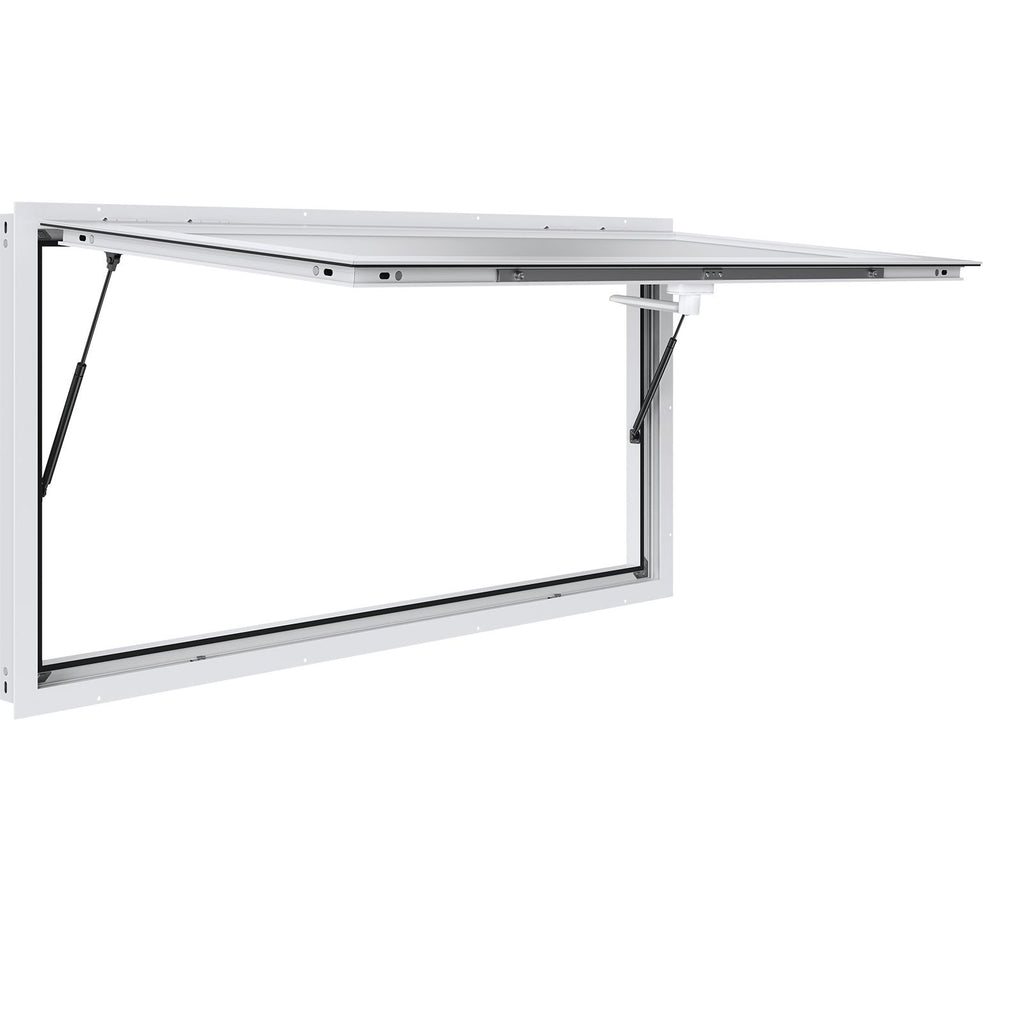 Concession Window 64"x40", Aluminum Alloy Food Truck Service Window with Awning Door & Drag Hook, Up to 85 Degrees Stand Serving Window for Food Trucks Concession Trailers, Glass Not Included