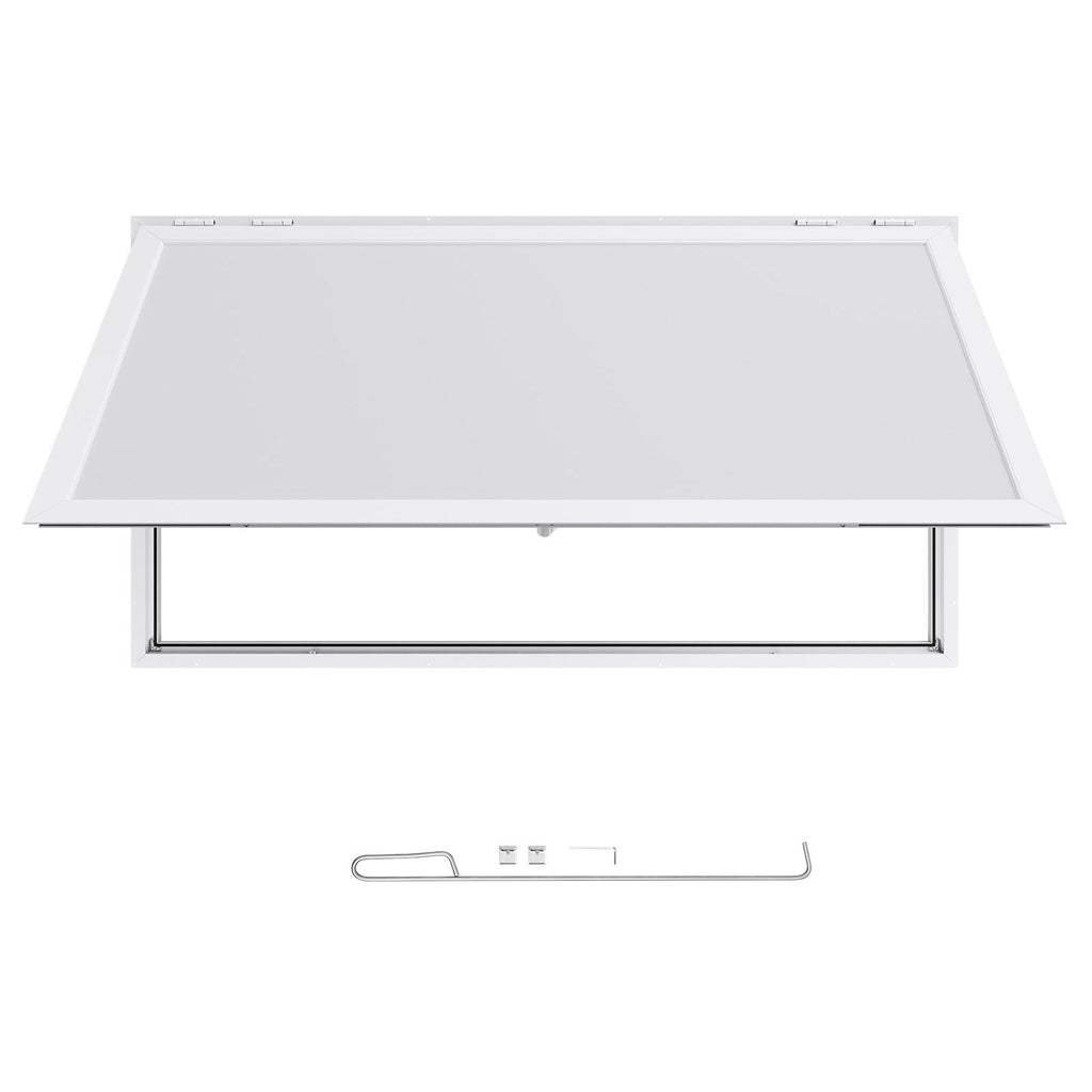 Concession Window 74x40 in, Aluminum Alloy Frame Service Window for Food Truck, Up to 85 Degrees Stand Serving Window with Awning Door and Drag Hook, Rainwater Resistant for Concession Trailers