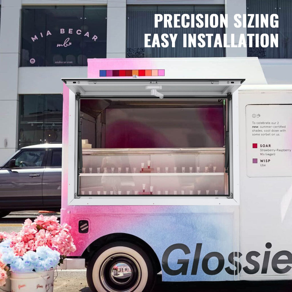 Concession Window for Food Truck, 36"x24" Aluminum Alloy Food Truck Service Window, Up to 85 Degrees Stand Serving Window with Awning Door & Drag Hook, for Food Trucks Concession Trailers image 2