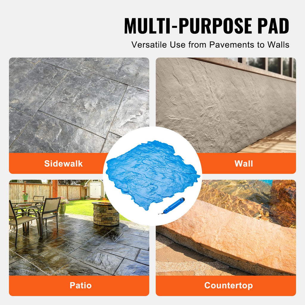 Concrete Stamps Mat, 18 x 18 in, Concrete Texturing Skin Polyurethane Stamp Stone Tile Texture Mat, Slate floor Imprint Seamless Stamp Concrete Molds for Outdoor Decorative, Blue image 2