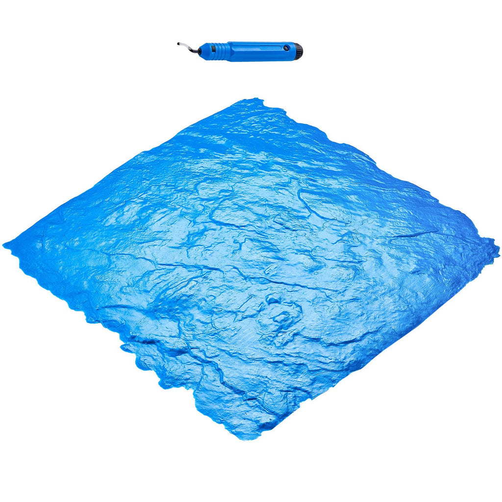 Concrete Stamps Mat, 24 x 24 in, Concrete Texturing Skin Polyurethane Stamp Stone Tile Texture Mat, Slate floor Imprint Seamless Stamp Concrete Molds for Outdoor Decorative, Blue