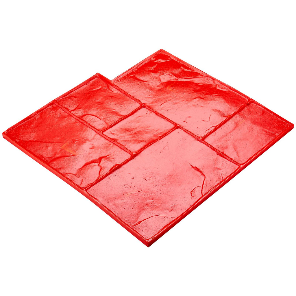 Concrete Stamps Mat, 24 x 24 in, Concrete Texturing Skin Polyurethane Stamp Stone Tile Texture Mat, Slate floor Imprint Seamless Stamp Concrete Molds for Outdoor Decorative, Red