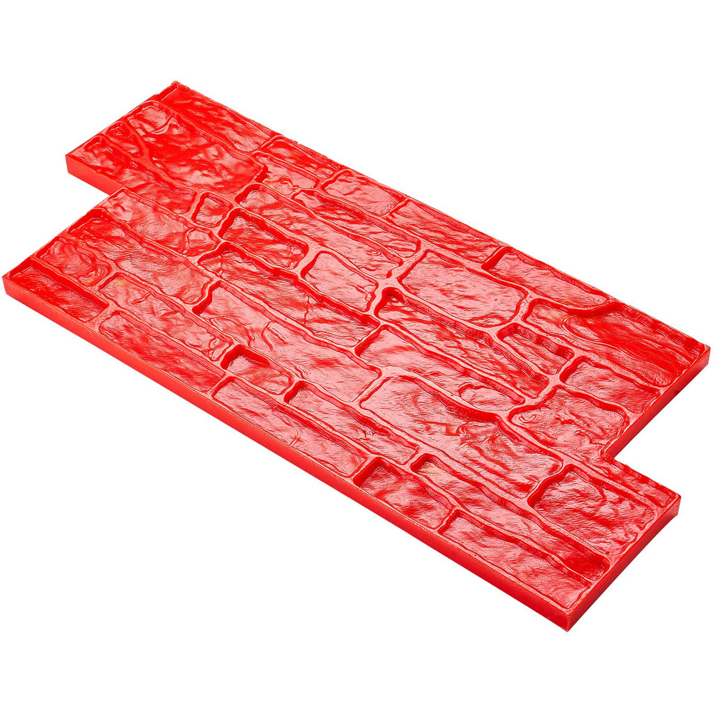 Concrete Stamps Mat, 28 x 12 x 0.6 in, Concrete Texturing Skin Polyurethane Stamp Stone Tile Texture Mat, Slate floor Imprint Seamless Stamp Concrete Molds for Outdoor Decorative, Red