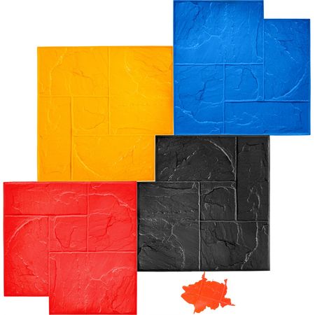 Concrete Texturing Skin, 24\"x24\" Concrete Stamps Mats Set, Polyurethane Concrete Stamping Mats, Slate Concrete Stamps, 4 PCS Realistic Concrete Texture Mat, Concrete Stamps for Walls/Floors