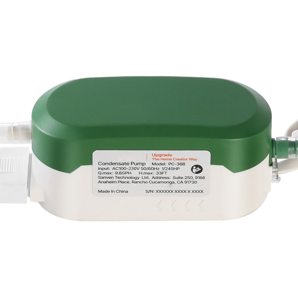 Condensate Pump, 1/245 HP, 9.6 GPH, 33 ft Lift, 100-230V Automatic AC Condensation Removal Pump with Safety Switch, Quiet, for Air Conditioner, Dehumidifier, HVAC, Furnace, Ice Maker Water Drain