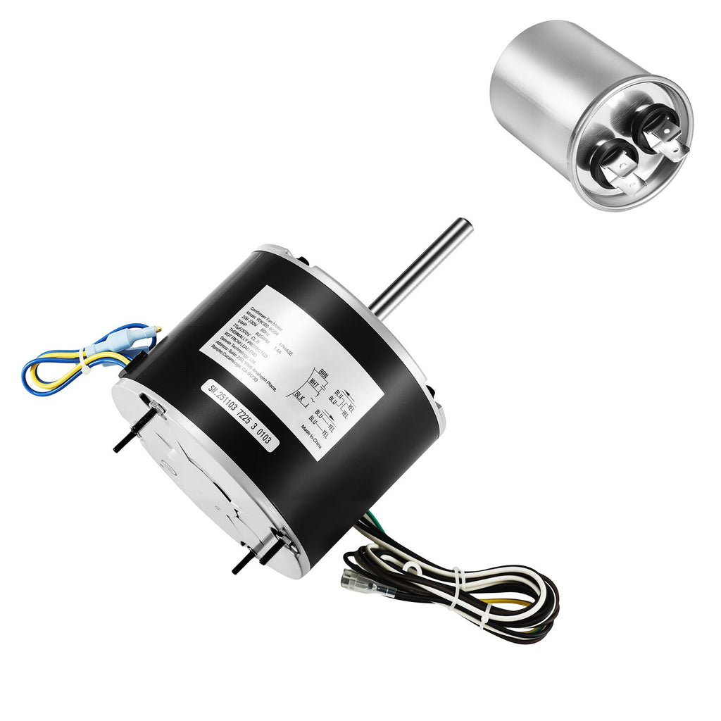 Condenser Fan Motor with Capacitor, 1/4HP 825RPM 208-230V, Compatible with GE Genteq 5KCP39LFBE31S 5KCP39LFY534AS, Lennox 12Y65 (92W75), Carrier HC39GE242 HB39GQ232, Amana Janitrol 0131M00014PS