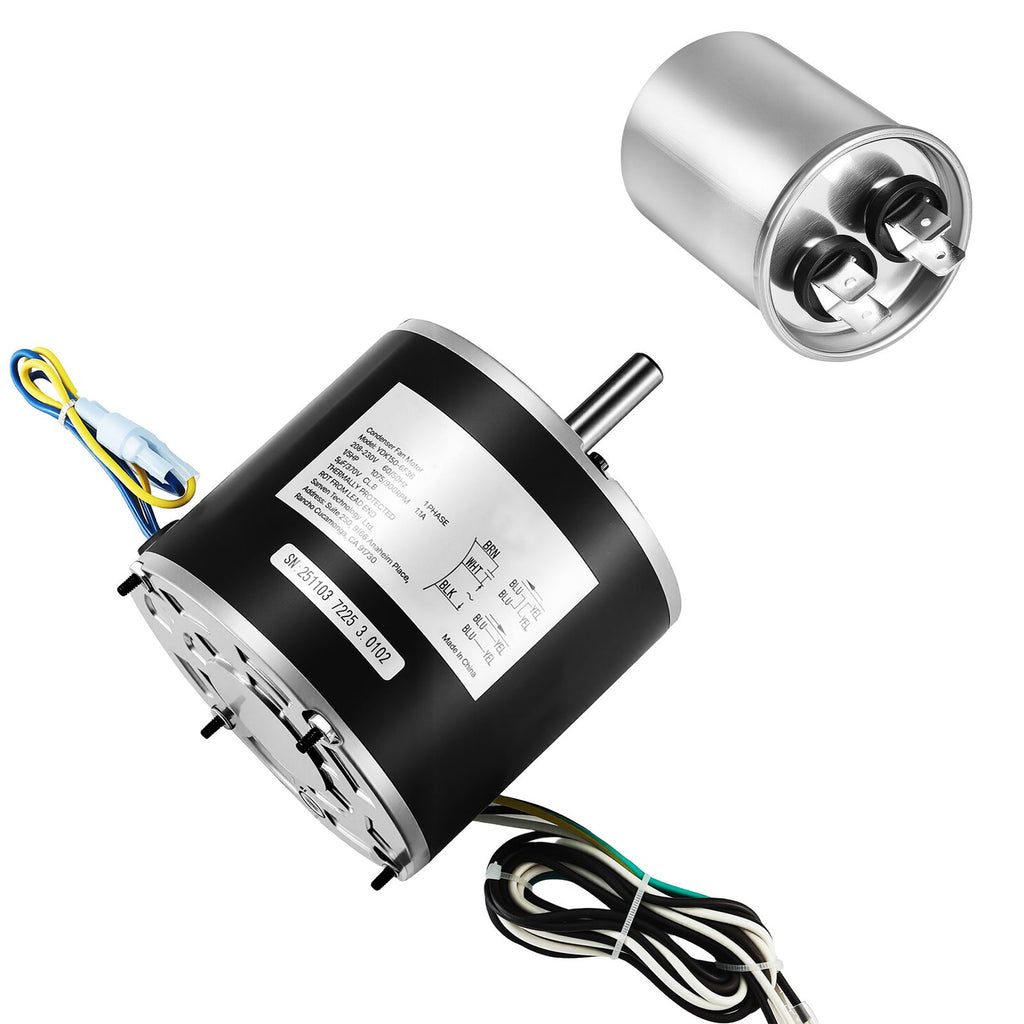 Condenser Fan Motor with Capacitor, 1/5HP 1075/900RPM 208-230V, Replaces 12Y75, 97M49, 100483-02, 43W49, Compatible with Lennox Interlink Emerson K48HXGCK-4210 K48HXGFG-4294 YFK-150-6