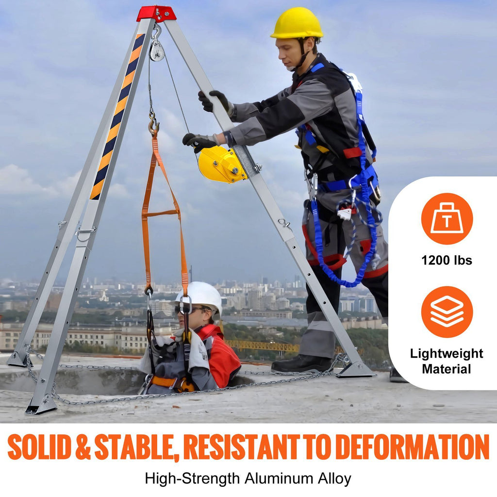 Confined Space Tripod Kit, Confined Space Tripod 7' Legs and 98' Cable, Confined Space Rescue Tripod 32.8' Fall Protection, 1200 lbs Winch, Harness, Storage Bag image 2