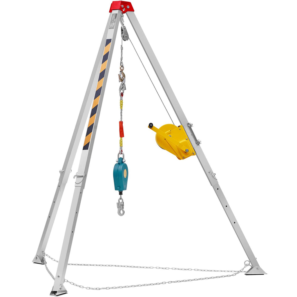Confined Space Tripod Kit, Confined Space Tripod 8' Legs and 98' Cable, Confined Space Rescue Tripod 32.8' Fall Protection, 2600 lbs Winch, Harness, Storage Bag