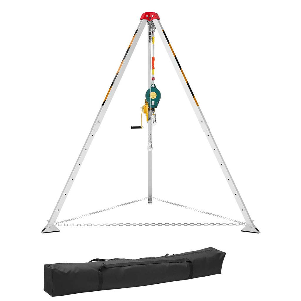 Confined Space Tripod Kit, Heavy Duty Rescue Tripod Lifting Hoist 1200 lbs Winch, 4.1 ft Adjustable Legs, 65 ft Cable Portable Kit, 32.8 ft Fall Protection, 4.40-7.05 ft Working Height