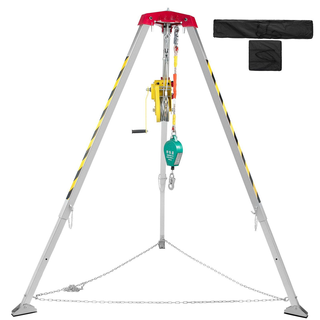 Confined Space Tripod with 2600lbs Winch Confined Space Kit 8\' Legs and 98\' Cable Confined Space Rescue Tripod with 32.8\' Fall Protection for Confined Space Rescue