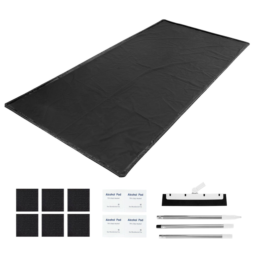 Containment Mat, 7 ft 9 in x 16 ft, Non-Slip PVC Garage Floor Mat with a Cleaning Squeegee, Heavy Duty Durable Waterproof Containment Protection from Snow, Rain and Mud for Cars Parking, Black