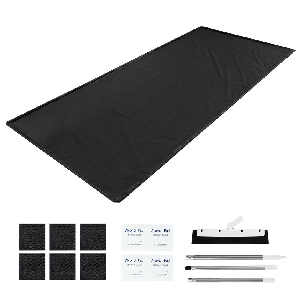 Containment Mat, 7 ft 9 in x 18 ft, Non-Slip PVC Garage Floor Mat with a Cleaning Squeegee, Heavy Duty Durable Waterproof Containment Protection from Snow, Rain and Mud for Cars Parking, Black