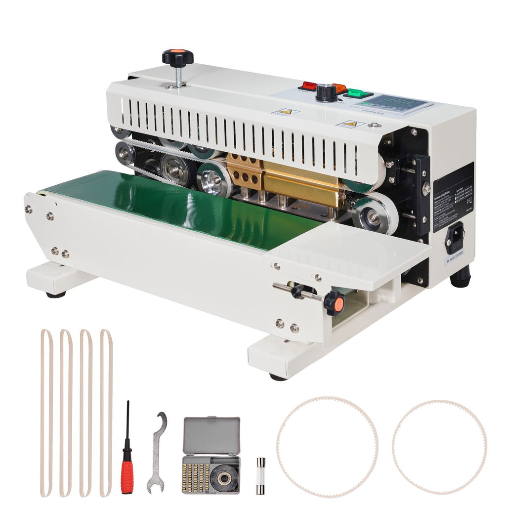 Continuous Bag Band Sealing Machine, 0.24-0.47 in/6-12 mm Seal Width, Horizontal Band Sealer Machine with Digital Temperature Control, Carbon Steel Bag Sealer for 0.02-0.8 mm Plastic Bags Films