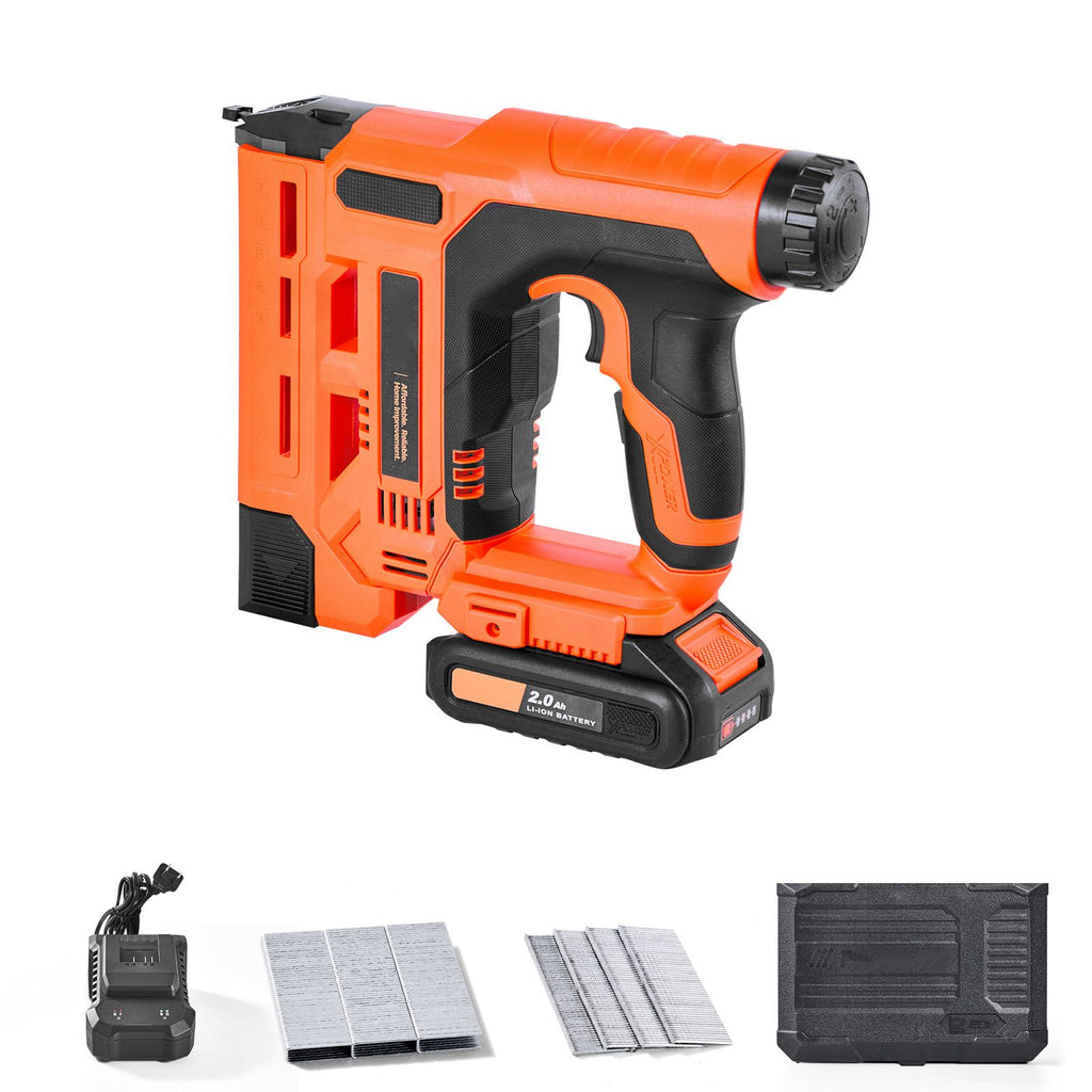 Cordless Brad Nailer, 2-in-1 Nail Gun Staple Gun, 18 Gauge 1-1/4 inch, Includes 500 Pcs Staples and 500 Pcs Nails, with Battery and Charger, Non-Slip Rubber Grip, for Woodworking DIY Projects