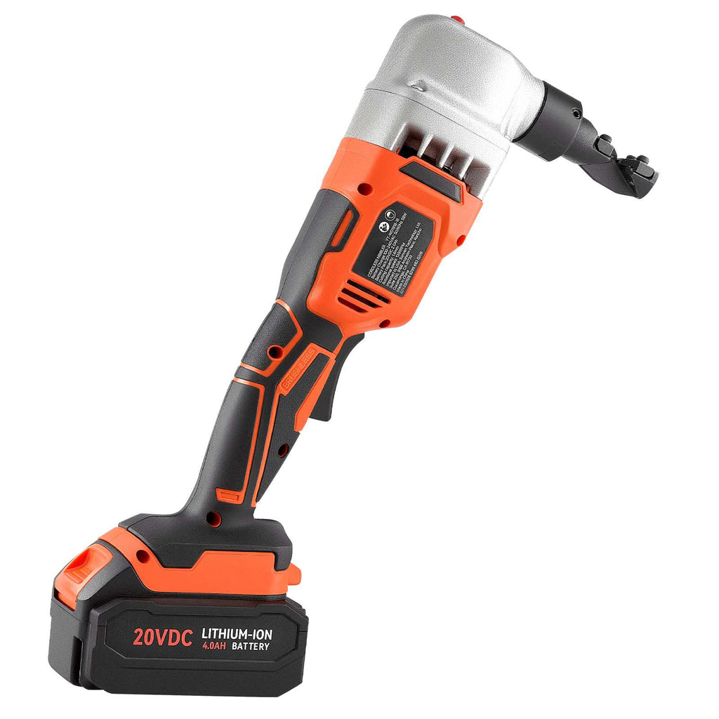 Cordless Metal Nibbler, with 18 V 4000 mAh Battery, 1200 RPM Brushless Motor, Electric Nibbler Metal Cutter with Plastic Carrying Case for Cutting Stainless Steel, Aluminum, and Copper Sheet