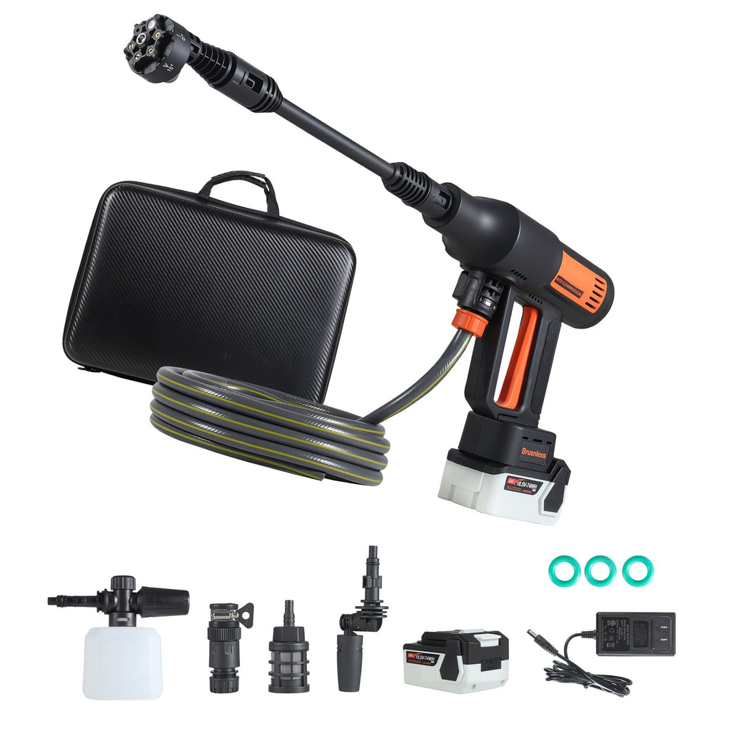 Cordless Pressure Washer, 1200PSI MAX Portable Pressure Washer with Brushless Motor, Dual Batteries, 6-in-1 Nozzle & Water Hose, 4 Speed Adjustable, Handheld Power Cleaner for Home Garden Patio