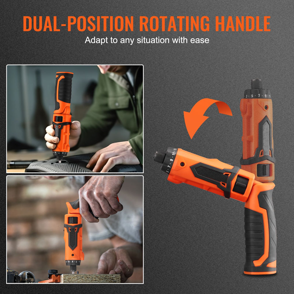 Cordless Screwdriver, 8V 7Nm Electric Screwdriver Rechargeable Set with 82 Accessory Kit and Charging Cable, Nut Drivers Magnetic Bit Holder Tool Kit Home Repair, LED Light Dual Position Handle