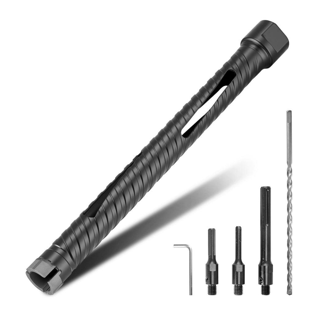 Core Drill Bit, 1 inch Diameter, 9-1/2 inch Drilling Depth, 5/8-11 Internal Thread, Diamond Dry Coring Bit with 3 Adapters, Pilot Drill and Hex Wrench, for Concrete, Red Bricks, and Masonry