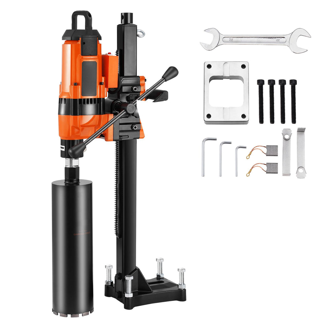 Core Drill Machine, 0.8-11.8in Drilling Diameter Diamond Core Drill Rig with Stand and Core Drill Bit, 3500W Rugged Concrete Core Drill, Wet and Dry Use, For Concrete, Brick, Marble