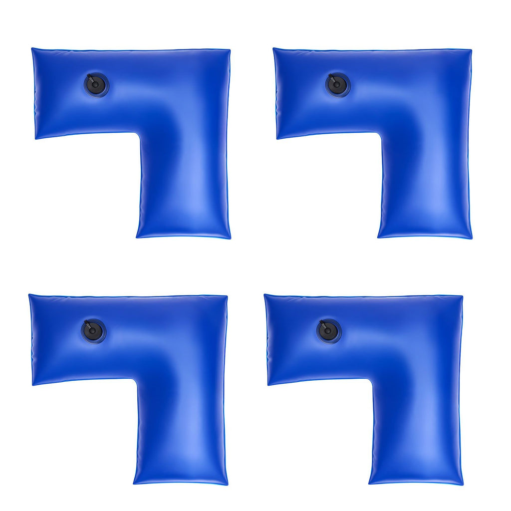 Corner Pool Water Tubes, 4 Pack 22.4 x 22.2 in, Corner Winter Water Bags with Leakproof Screw Cap, 0.4mm Heavy Duty PVC, Cold-Resistant Weights for Inground Swimming Pool Covers