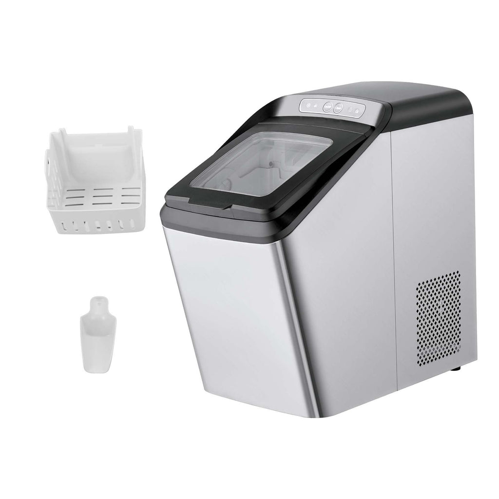 Countertop Ice Maker, 30lbs in 24Hrs, Auto Self-Cleaning Portable Ice Maker with Ice Scoop, Basket and Drainpipe, 2 Ways Water Refill Stainless Steel Ice Machine for Home Kitchen Office Party