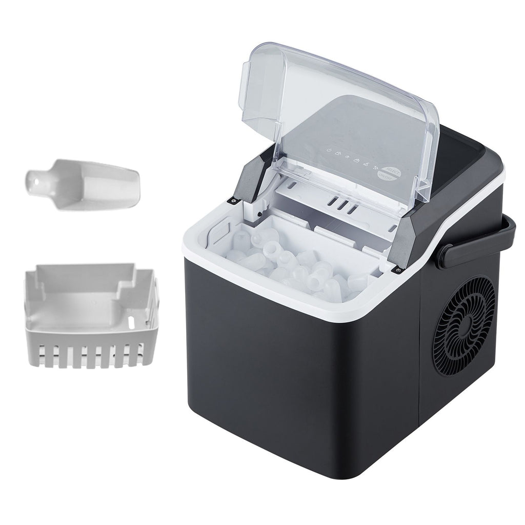 Countertop Ice Maker, 9 Cubes Ready in 7 Mins, 26lbs in 24Hrs, Self-Cleaning Portable Ice Maker with Ice Scoop and Basket, Ice Machine with 2 Sizes Bullet Ice for Home Kitchen Office Bar Party