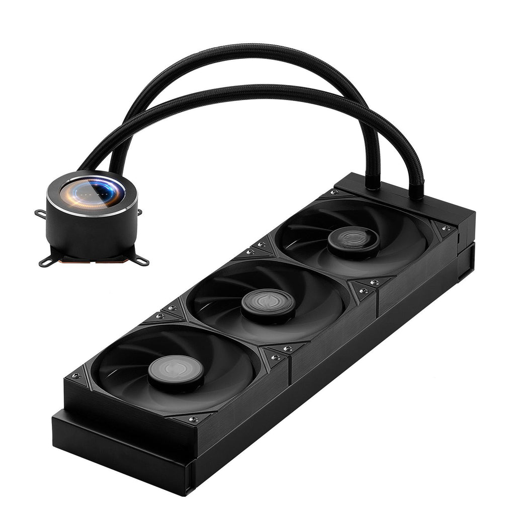 CPU Liquid Cooler, AIO CPU Water Cooler - 3 x 120mm PWN Fans, Pump & 2.1'' LCD Display, Max 2200PRM Black CPU Cooling Fan, Compatible for Intel 115X/1366/2011/1700/1200, AMD AM4/AM5