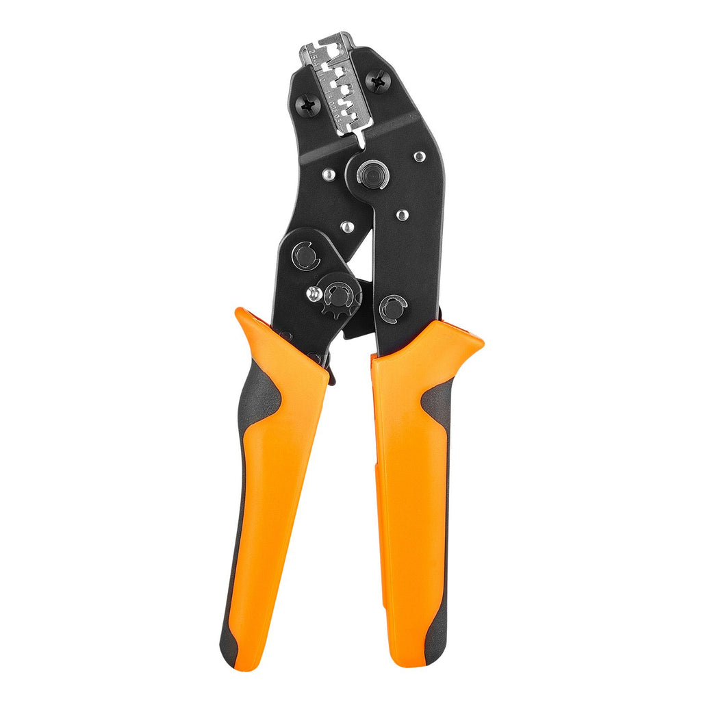 Crimping Tool, 24-12 AWG Ratcheting Wire Crimper Tool, Labor-Saving Electrical Terminal Crimp Pliers with Clear Metric & AWG Markings, Quick Release, Adjustable Pressure for Multiple Terminals