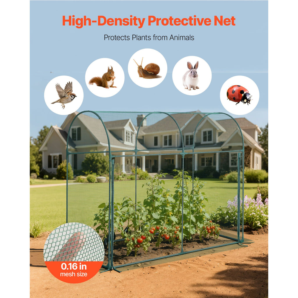 Crop Cage, 5.9 x 2.98 x 4.9 ft Plant Protection Tent with Zippered Door, Wind-Resistant Tall Crop Cage, Easy to Install, Outdoor Raised Bed Cover with Frame, Plant Netting for Garden Patio Lawn